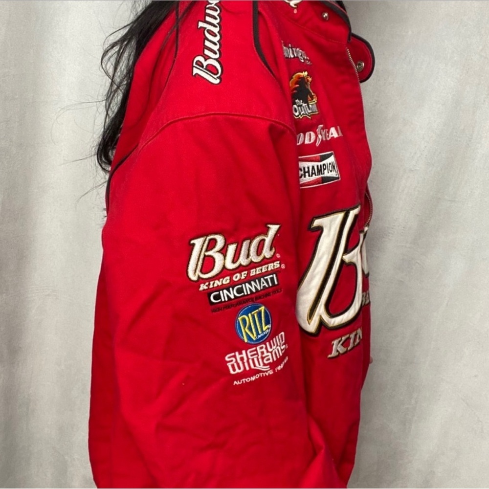 Vintage Budweiser NASCAR Dale Earnhardt Red Embroidered Coat size XL - Picture 6 of 9